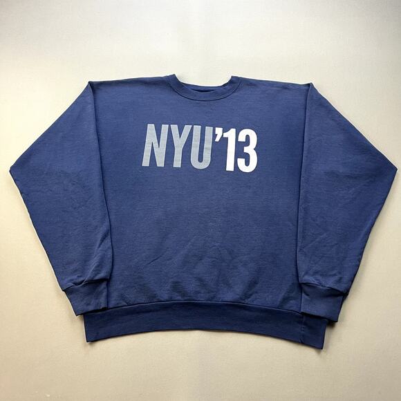New York University Sweatshirt Adult Medium Navy Blue Crewneck NYU Logo College - Picture 1 of 10